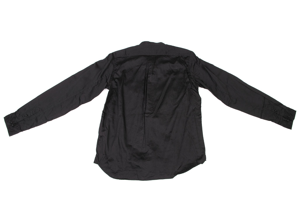 BEAMS BOY JAPAN. Black Cotton String Stand Collar Shirt