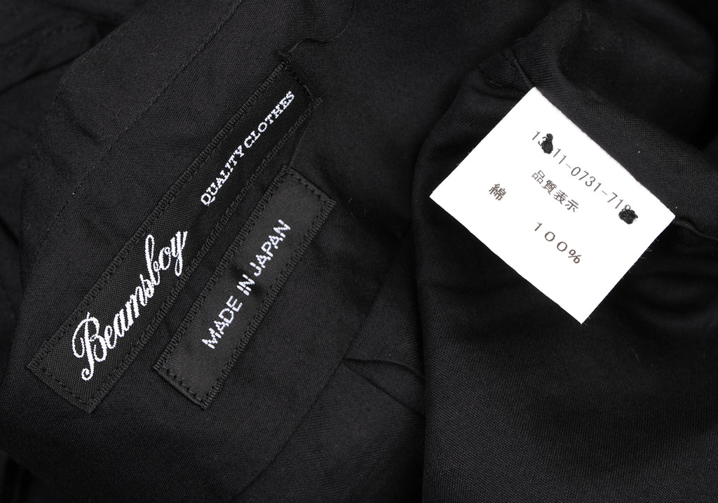 BEAMS BOY JAPAN. Black Cotton String Stand Collar Shirt
