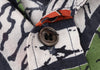 COMME des GARCON JUNYA WATANABE JAPAN. Orange Printed Asymmetry Dress