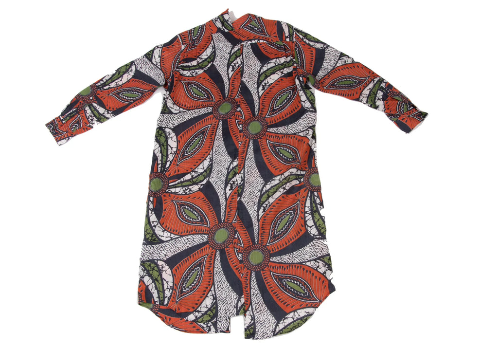 COMME des GARCON JUNYA WATANABE JAPAN. Orange Printed Asymmetry Dress
