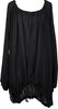 YOHJI YAMAMOTO JAPAN. Y's Black Oversize Semi-Sheer Drawstring Design Blouse