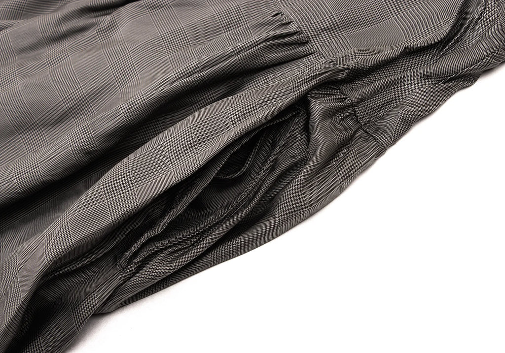YOHJI YAMAMOTO JAPAN. Y's  100% CUPRA Grey Check Tuck Gather Skirt