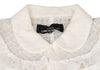 COMME des GARCONS JAPAN. TRICOT. Vintage White Frill Round Collar Sheer Shirt Dress