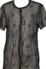 YOHJI YAMAMOTO JAPAN. Y's Black Embroidery Design See-through Short Sleeve Shirt