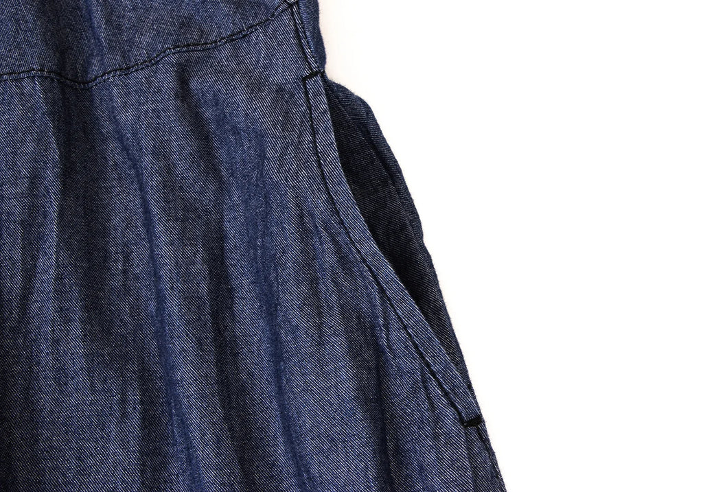 COMME des GARCONS TRICOT. JAPAN. Blue Front Tuck Short Sleeve Dress