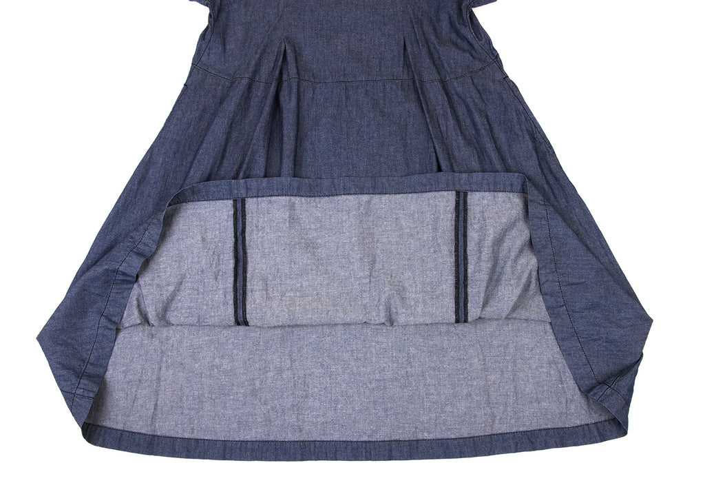 COMME des GARCONS TRICOT. JAPAN. Blue Front Tuck Short Sleeve Dress