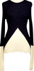 TSUMORI CHISATO JAPAN. Wool Navy, White Color Scheme Switching Rib Knit
