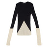 TSUMORI CHISATO JAPAN. Wool Navy, White Color Scheme Switching Rib Knit