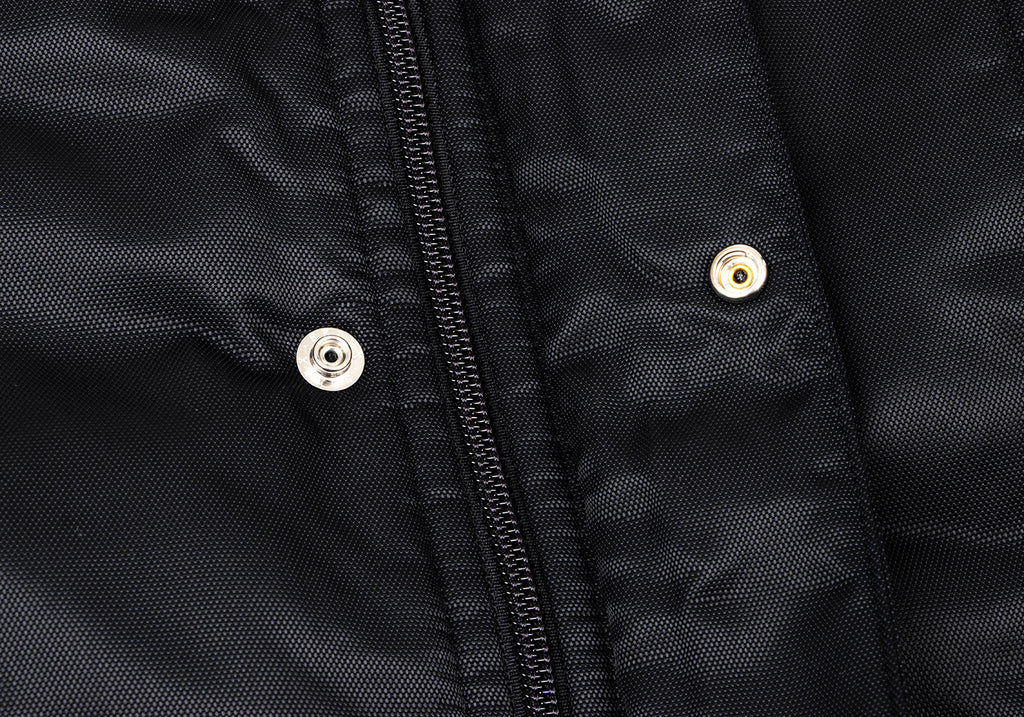 ISSEY MIYAKE JAPAN. FINAL HOME. Black Nylon Padded Back Layered Hooded Jacket