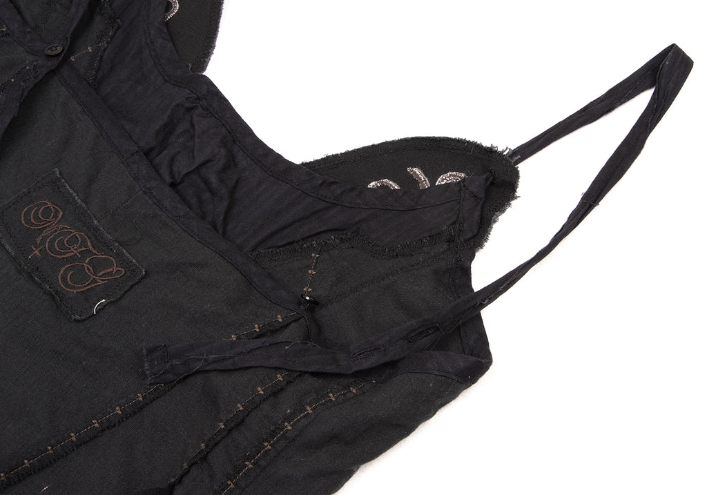 LE JEAN DE MARITHE FRANCOIS GIRBAUD PARIS. Black Embroidered Sleeveless Dress