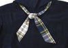 Mademoiselle NON NON Japan. Navy Back Button Short Sleeves Linen Dress
