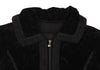 HIROKO KOSHINO  HIROKO BIS JAPAN. Black Knit Taping Velour Zip Shirt Jacket