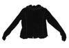 HIROKO KOSHINO  HIROKO BIS JAPAN. Black Knit Taping Velour Zip Shirt Jacket