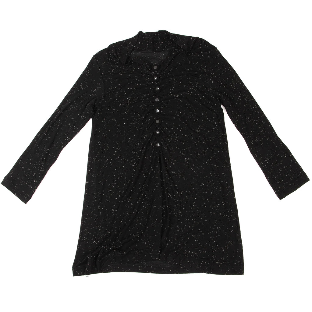 ISSEY MIYAKE JAPAN. HaaT. Black Glitter Sequin Button Design Top