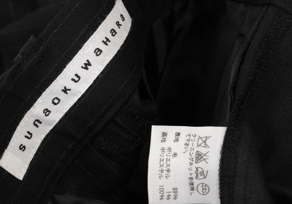ISSEY MIYAKE JAPAN. sunaokuwahara, Black Wool Pinstripe Double Pants
