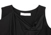 YOHJI YAMAMOTO JAPAN. Y'S WORKSHOP. Black Drape Neck Rayon Sleeveless Dress