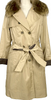 UNITED ARROWS JAPAN. Khaki/Beige Quilt Lining Detachable Faux Fur Trench Coat Beige
