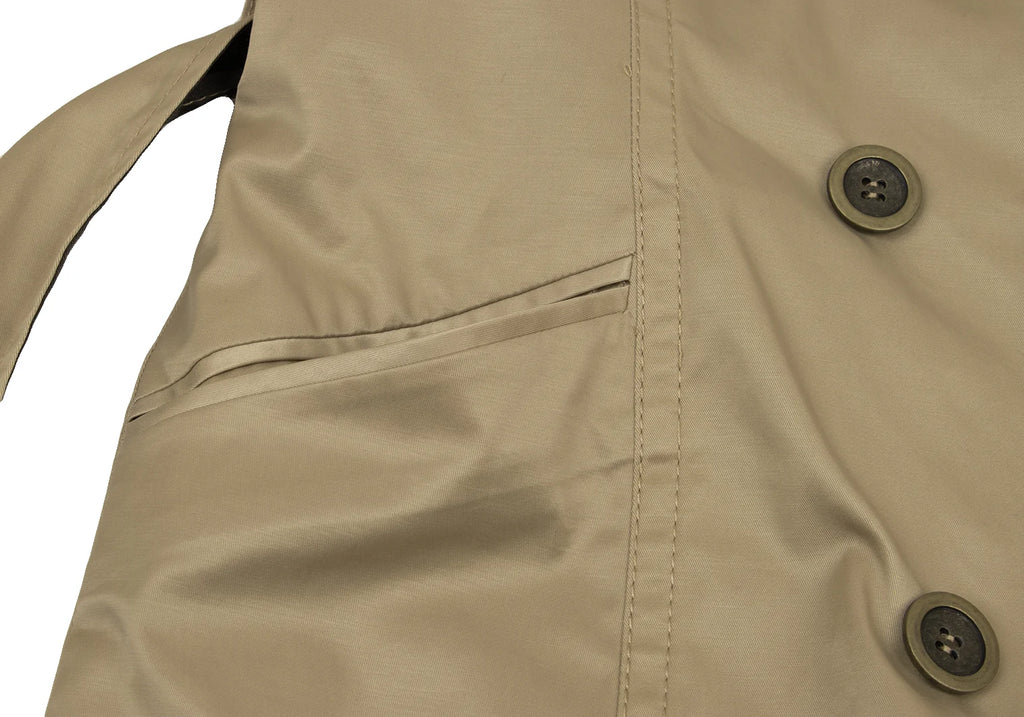 UNITED ARROWS JAPAN. Khaki/Beige Quilt Lining Detachable Faux Fur Trench Coat Beige