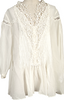 TSUMORI CHISATO JAPAN. White Cotton Silk Lace Switching Top White
