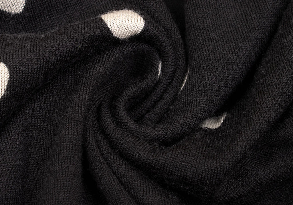 SENSOUNICO  JNBY JAPAN. Dot Printed Black Gather Design Knit Dress