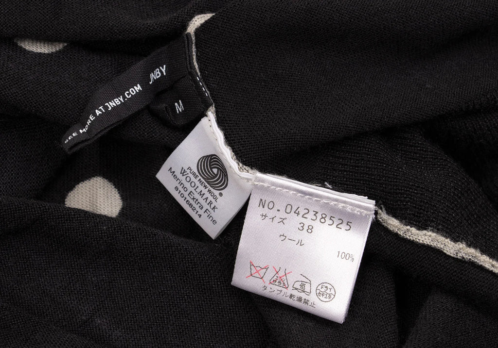 SENSOUNICO  JNBY JAPAN. Dot Printed Black Gather Design Knit Dress