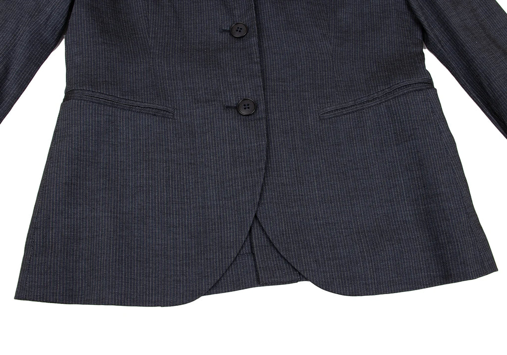 ROMEO GIGLI  ITALY. Navy Rayon Wool Pinstripe Jacket