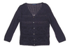Mademoiselle NON NON  JAPAN. Navy Rayon Blend Lace Switching Semi Sheer Cardigan Top