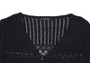Mademoiselle NON NON  JAPAN. Navy Rayon Blend Lace Switching Semi Sheer Cardigan Top
