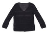 Mademoiselle NON NON  JAPAN. Navy Rayon Blend Lace Switching Semi Sheer Cardigan Top