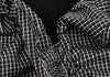 NARACAMICIE JAPAN. Black/Grey Checked Frill Switching Sleeveless Blouse