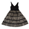 DONNA KARAN NY. DKNY. Black, Beige Silk Blend Waist Gather Switching Sleeveless Dress