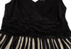 DONNA KARAN NY. DKNY. Black, Beige Silk Blend Waist Gather Switching Sleeveless Dress