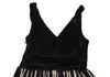 DONNA KARAN NY. DKNY. Black, Beige Silk Blend Waist Gather Switching Sleeveless Dress