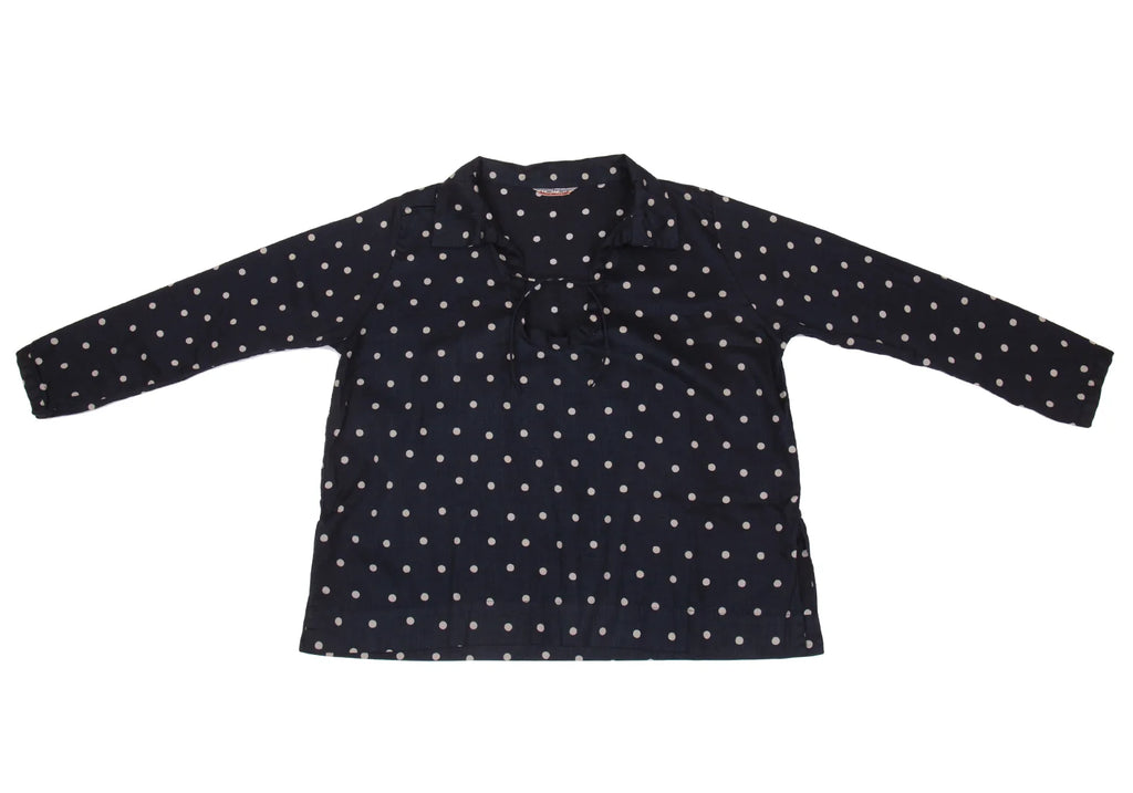 45rpm 45R umii908 Japan. Navy, Grey Cotton Dot Printed Blouse