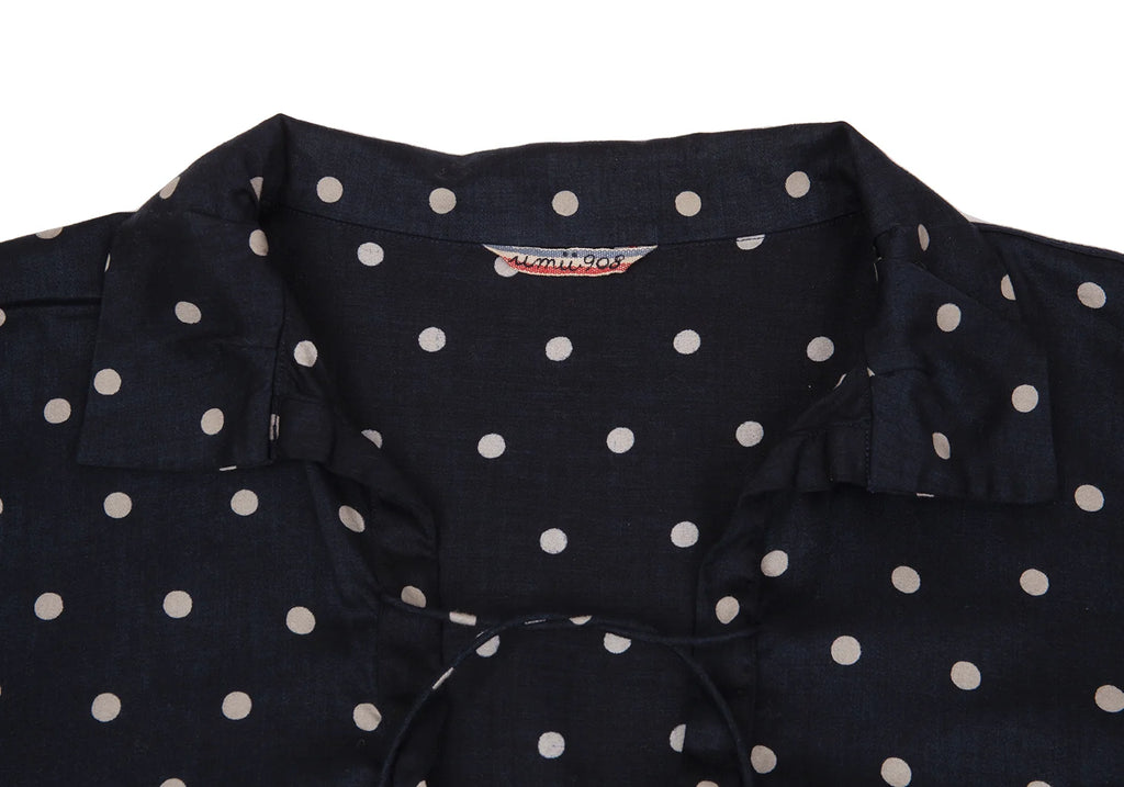 45rpm 45R umii908 Japan. Navy, Grey Cotton Dot Printed Blouse