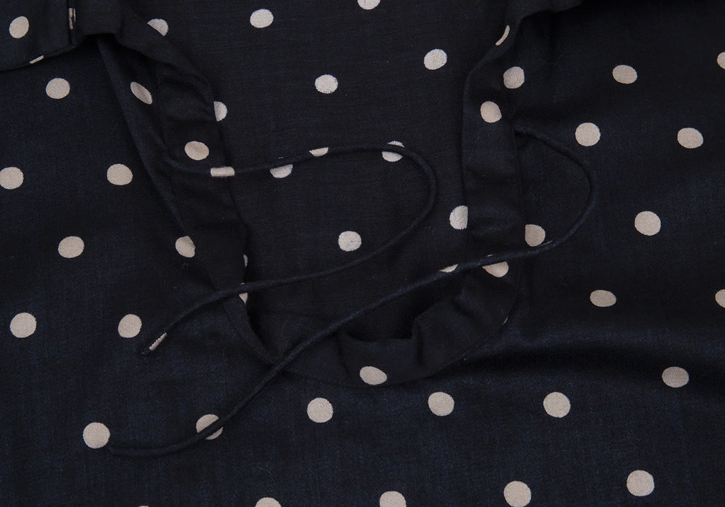 45rpm 45R umii908 Japan. Navy, Grey Cotton Dot Printed Blouse