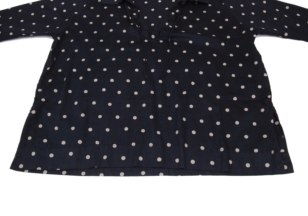 45rpm 45R umii908 Japan. Navy, Grey Cotton Dot Printed Blouse