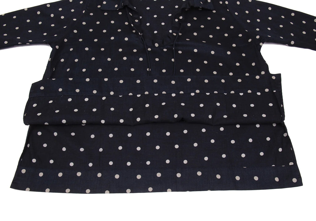 45rpm 45R umii908 Japan. Navy, Grey Cotton Dot Printed Blouse