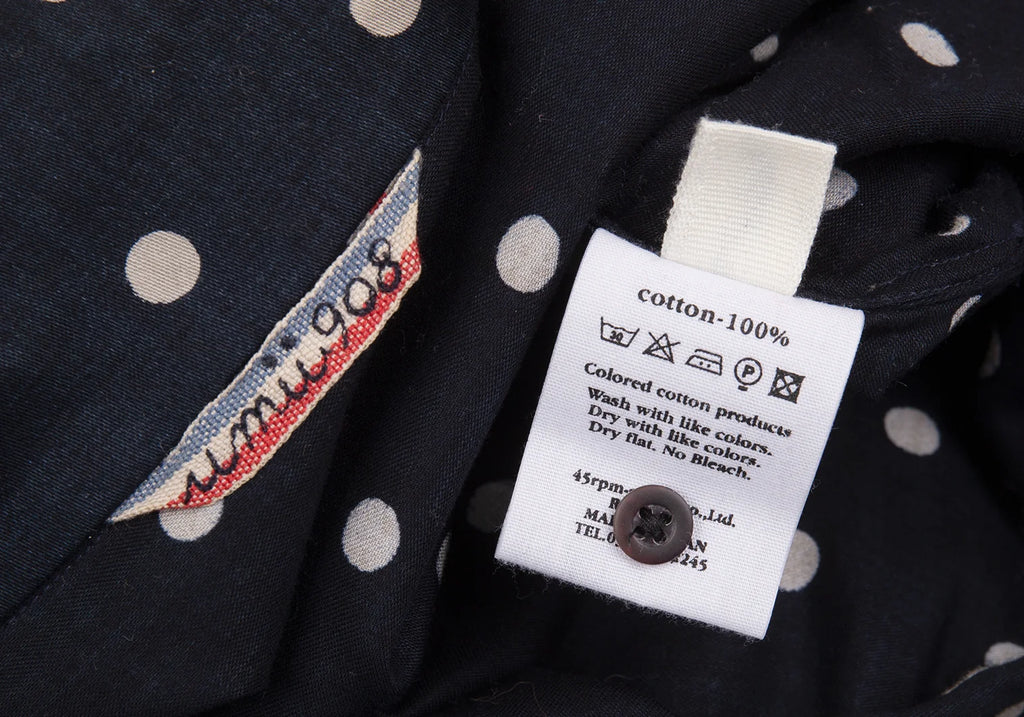 45rpm 45R umii908 Japan. Navy, Grey Cotton Dot Printed Blouse