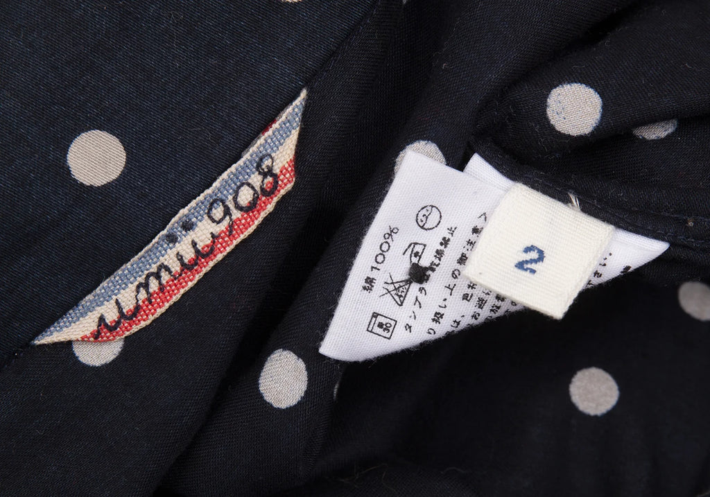 45rpm 45R umii908 Japan. Navy, Grey Cotton Dot Printed Blouse