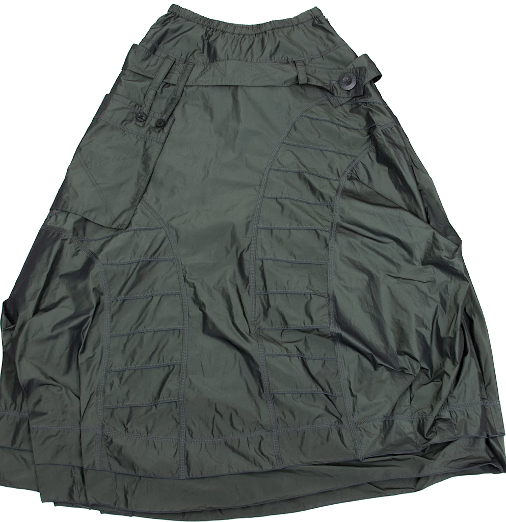 EIKO KONDO JAPAN. Vintage Rare Khaki Belt Pocket Design Skirt