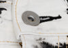 COMME des GARCONS JAPAN. JUNYA WATANABE White, Charcoal, Black Denim Bleach Printed Stretch Slim Pants