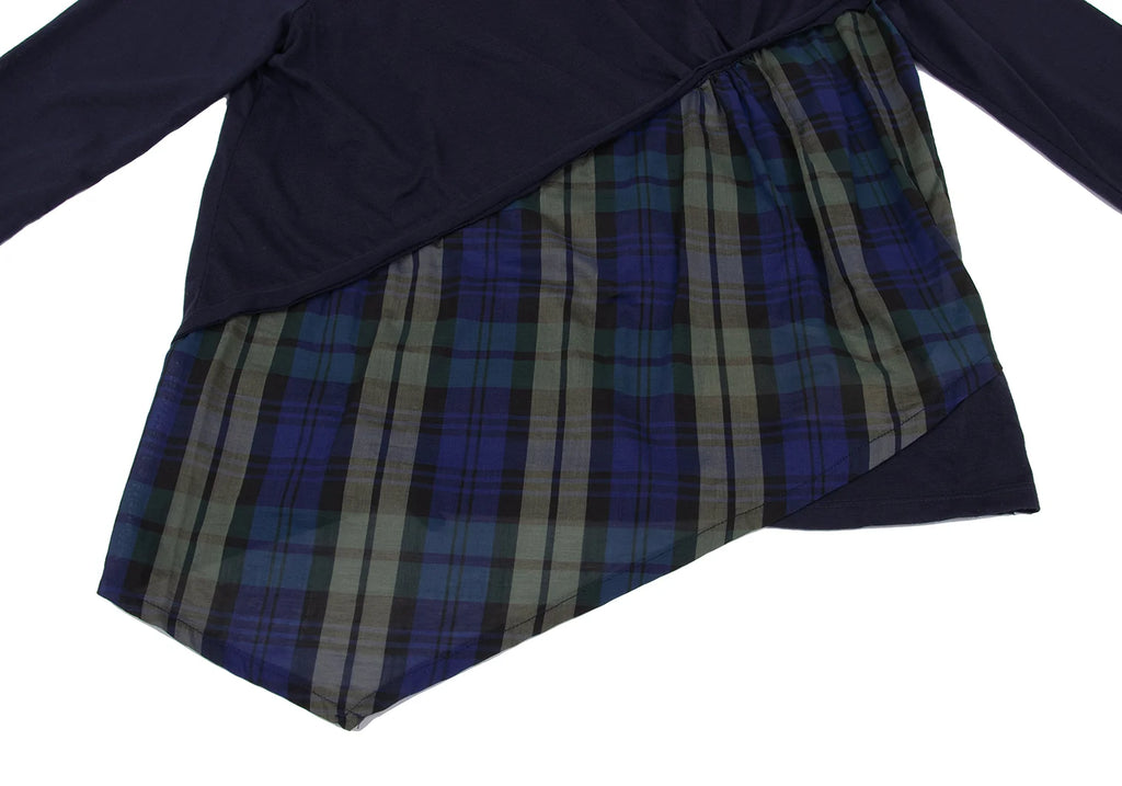 A/T (ATSURO TAYAMA)  JAPAN. NEW W/TAGS. Navy Check Switching High Neck Top