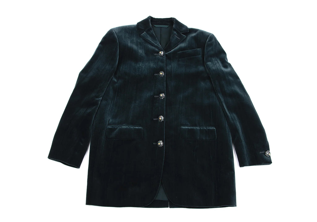 ROMEO GIGLI ITALY. Vintage Bijou Button Dark Green Velor Jacket