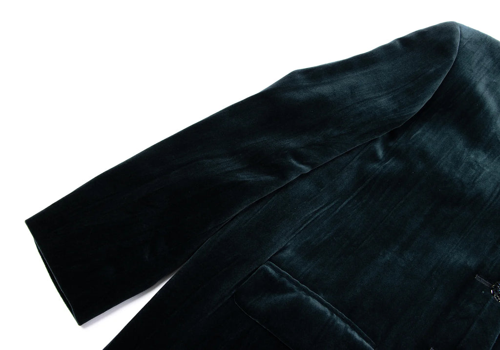 ROMEO GIGLI ITALY. Vintage Bijou Button Dark Green Velor Jacket