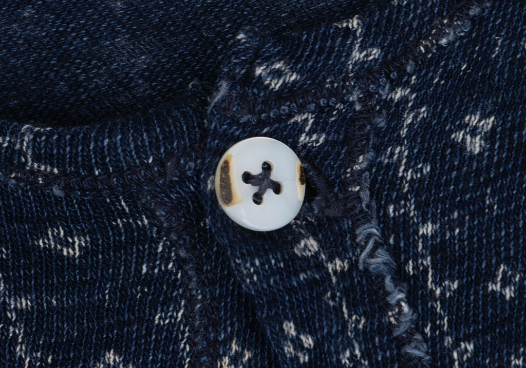 45rpm 45R JAPAN. Dark Indigo Blue Dyed Checker Cotton Cardigan Top
