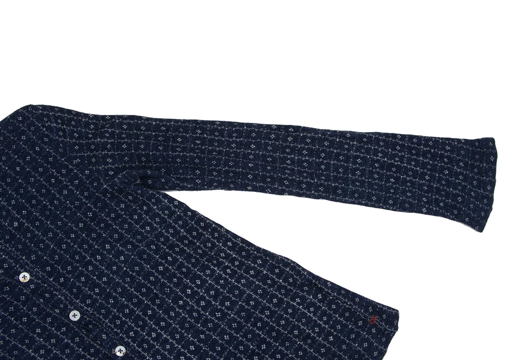 45rpm 45R JAPAN. Dark Indigo Blue Dyed Checker Cotton Cardigan Top
