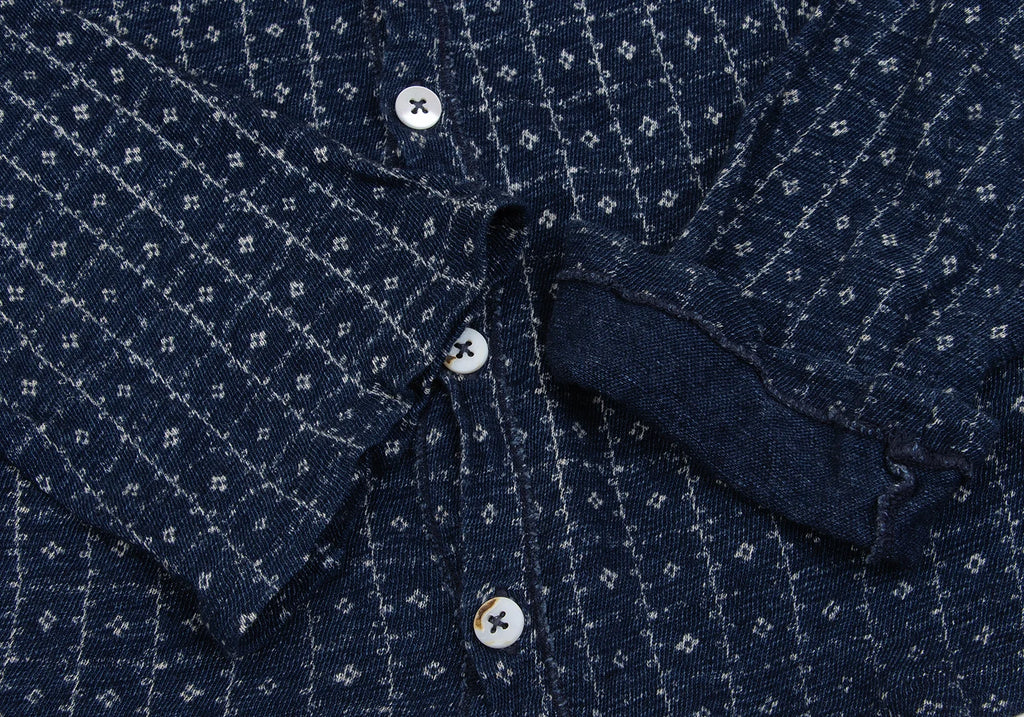 45rpm 45R JAPAN. Dark Indigo Blue Dyed Checker Cotton Cardigan Top