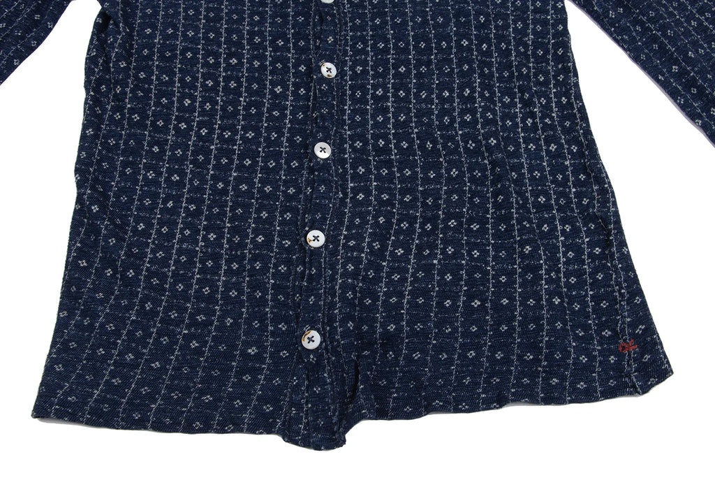 45rpm 45R JAPAN. Dark Indigo Blue Dyed Checker Cotton Cardigan Top