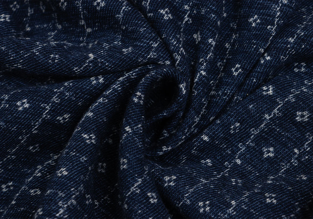 45rpm 45R JAPAN. Dark Indigo Blue Dyed Checker Cotton Cardigan Top